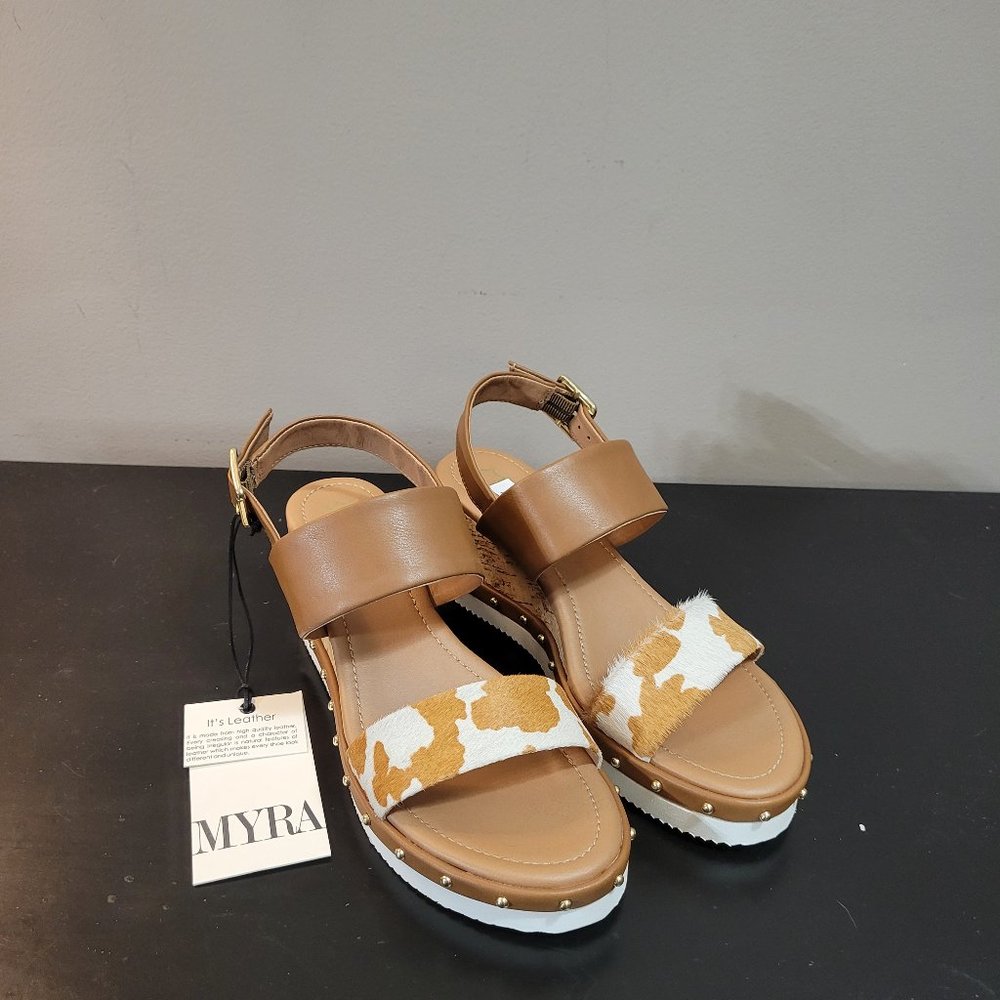 ***LAST PAIR*** MYRA HAIRON LEATHER WEDGE